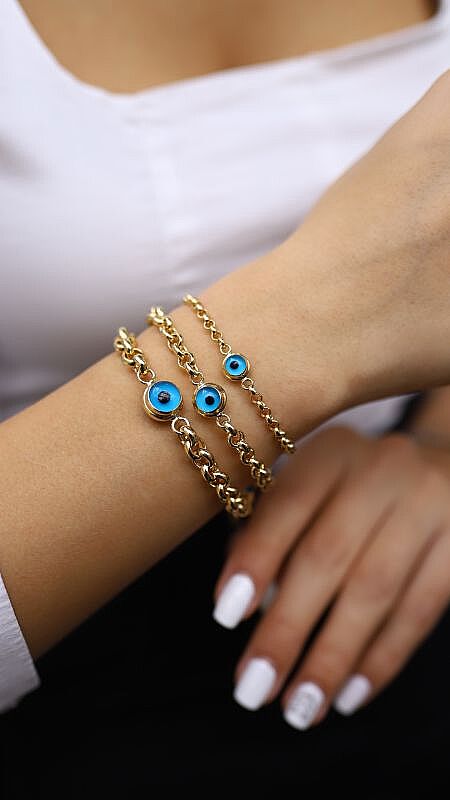 Büyük Boy Mavi Gözlü Bileklik  - 1