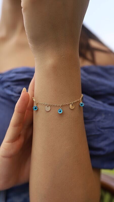 Pul ve Göz Boncuklu Zincir - 1